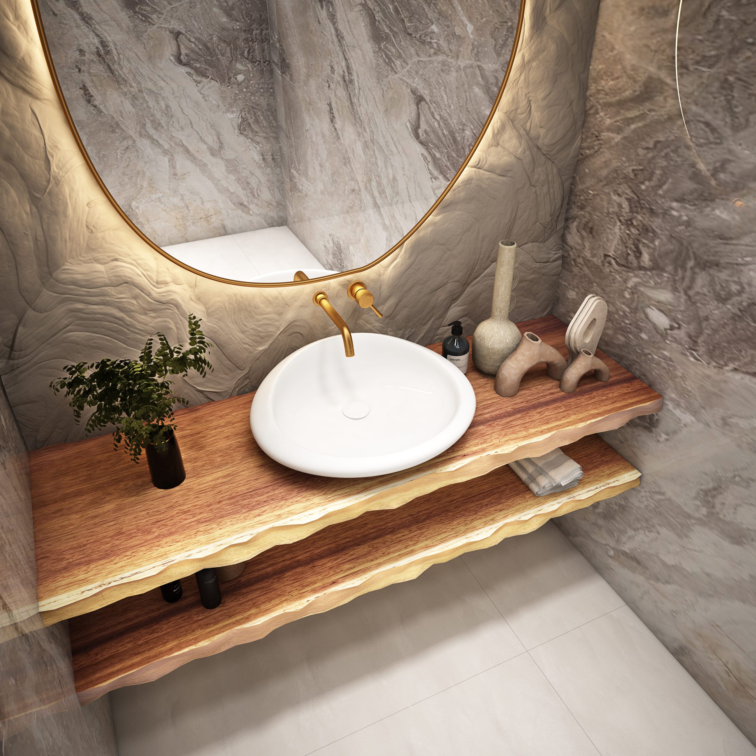 VANITY COUNTER - TEAK WOOD (2)