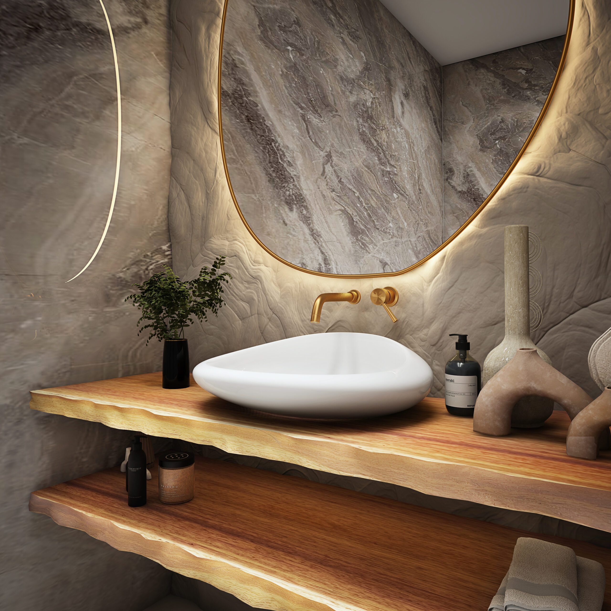 VANITY COUNTER - TEAK WOOD